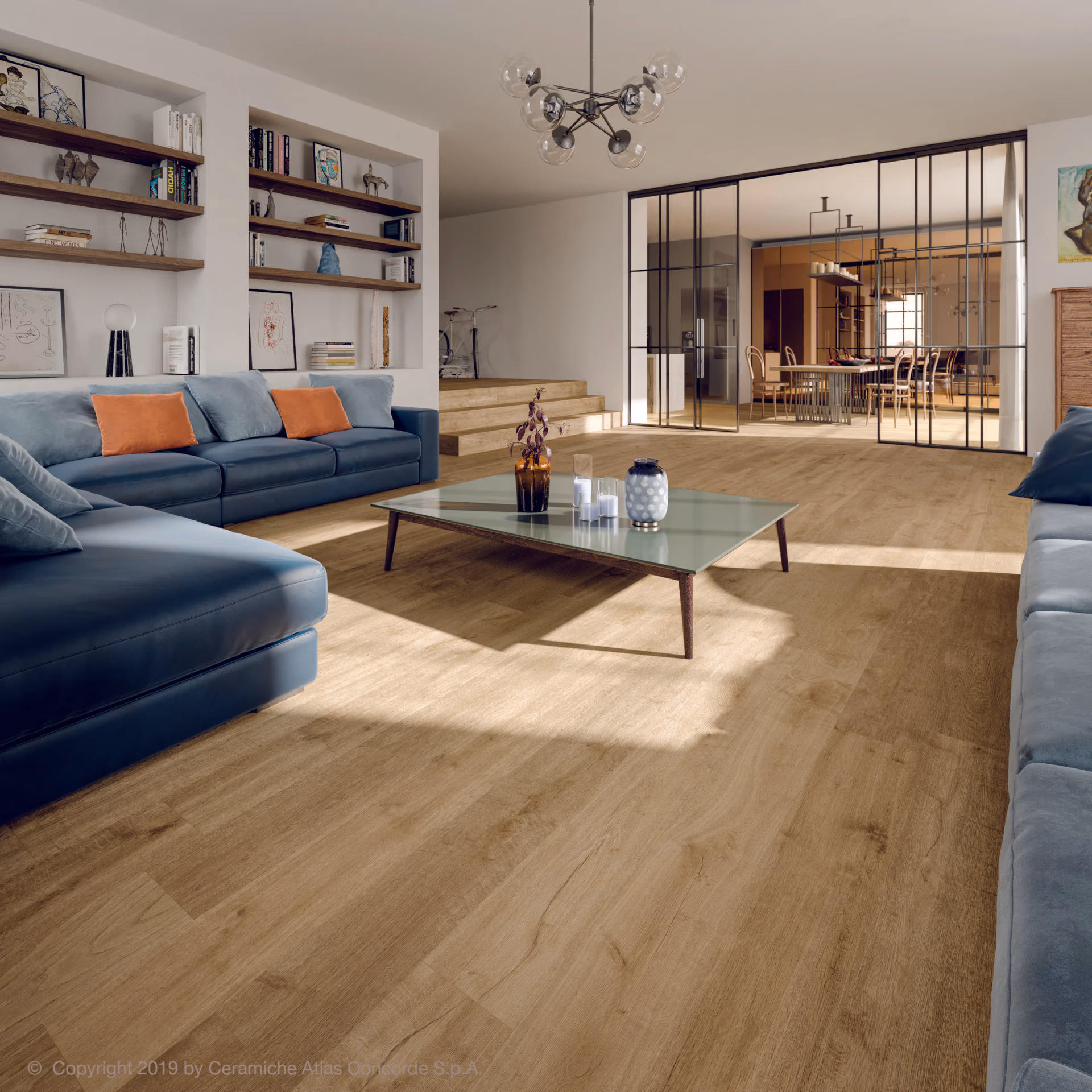 Houtlook tegels: Atlas Concorde Heartwood Malt in een woonkamer